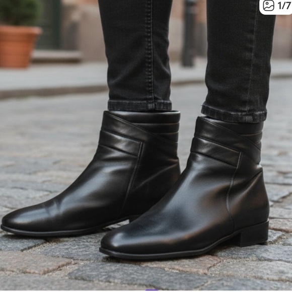 Florsheim Black Leather Ankle Boots men’s size 8 extra wide fine leather - Picture 1 of 10
